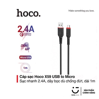 Cáp Sạc Nhanh 2.4A HOCO X59 Chân Micro Dây Dù Siêu Bền Dài 1M Cho Android