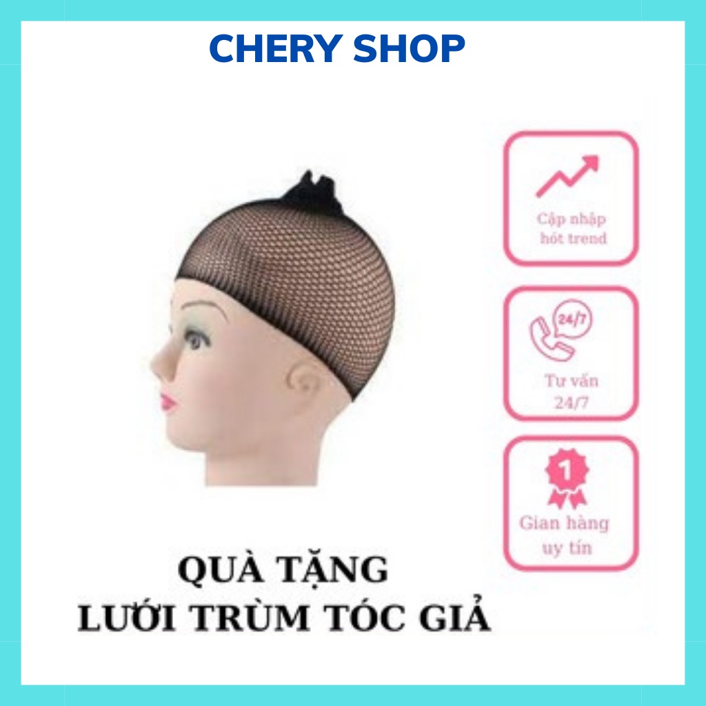 Tóc giả nguyên đầu đẹp nguyên đầu xoăn dợn sóng hàn quốc mẫu mới nhất tặng kèm lưới trùm wig mã QS143