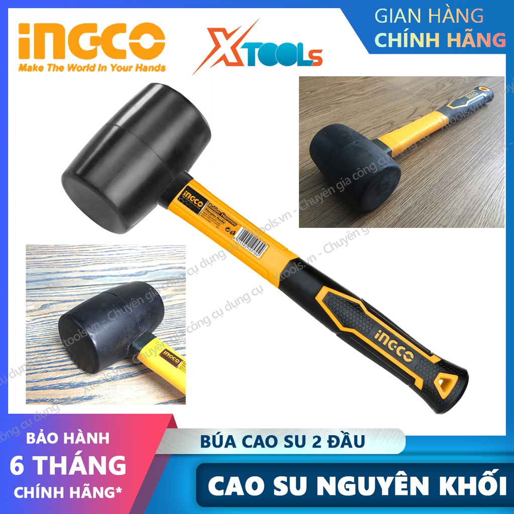 Búa cao su 2 đầu INGCO 220-450g búa cao su giảm chấn, ốp lát gạch, làm mộc, sửa chữa cơ khí, cán nhựa chống trượt