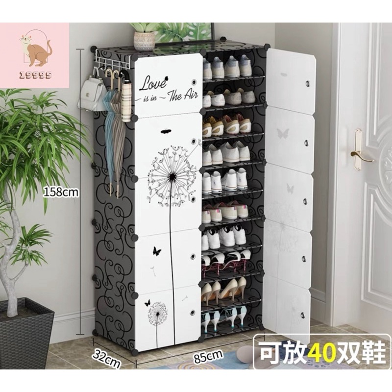TỦ ĐỂ GIÀY CỬA TRẮNG ĐỤC VÁCH ĐEN 20 Ô (chia ô).