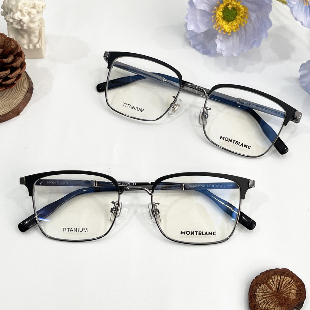 Mắt kính cận MonBlanc MB0083OK 001 Ruthenium Demo Lens Men Eyeglasses