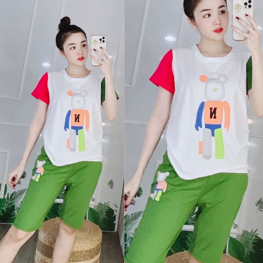 Đồ Bộ Nữ Đồ Bộ Mặc Nhà Thể Thao Bigsize Đẹp Dễ Thương Bộ Đồ Ngủ Nữ Gấu Quần Lửng Mặc Nhà Thun Cotton Cao Cấp Eshop Db16