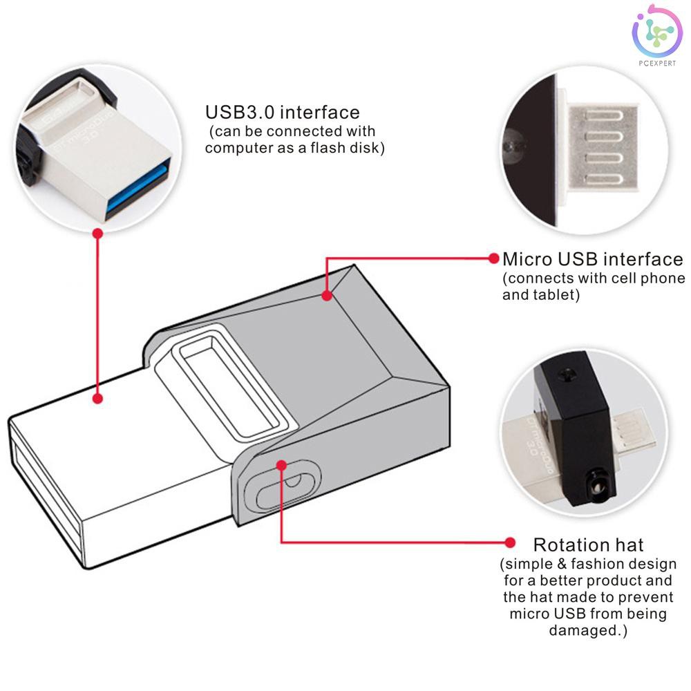 PCER Genuine Original Kingston DTDUO3.0 32G USB3.0 to Micro USB OTG Flash Pen Drive USB Disk for Pho