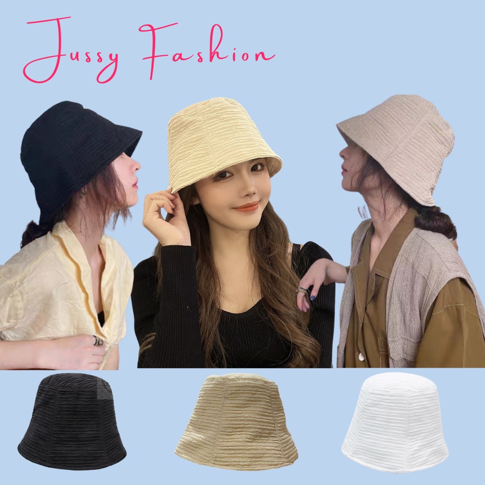 Mũ Bucket Nữ Vải Cotton Mềm Sọc Ngang Jussy Official Kiểu Nón Tai Bèo Vành Cụp Phong Cách Hàn Quốc Thời Trang Thu Đông