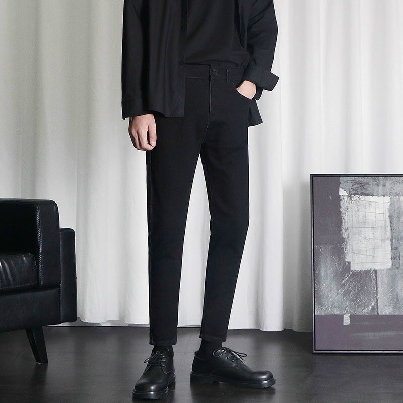 QUẦN JEANS SKINNY ĐEN TRƠN CO DÃN (hình chụp thật)