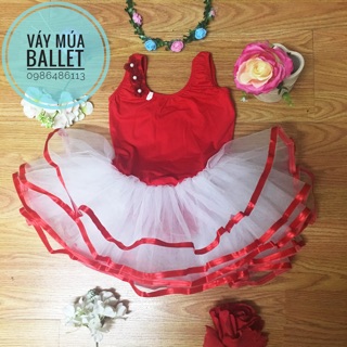Váy múa ballet ba lỗ hoa đỏ (có sỉ từ 5c)