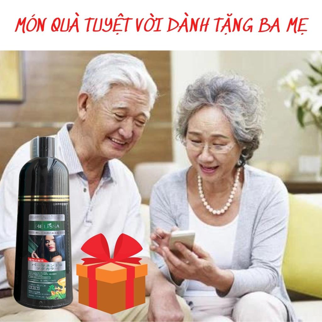 Dầu Gội Phủ Bạc Gelissa 500ml Nhật Bản Dầu Gội Nhuộm Tóc Đen Thảo Dược Tự Nhiên An Toàn Chăm Sóc Tóc SHOP 9999