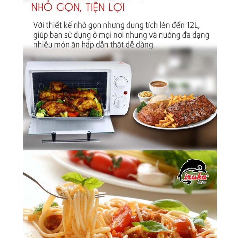 Lò nướng điện IRUKA I19 12 Lít đa năng công suất 1000w bảo hành 12 tháng