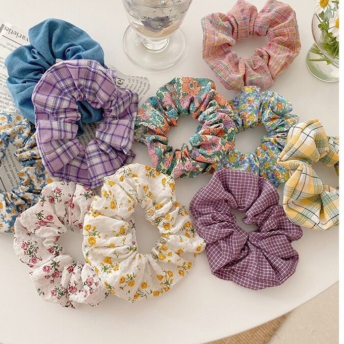 Dây Buộc Tóc Co Giãn Họa Tiết Hoa Thời Trang Cho Nữ Hair Scrunchies