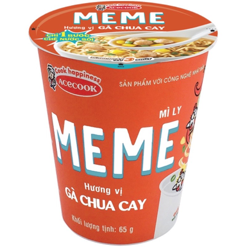 MÌ LY MEME HƯƠNG VỊ THỊT XÀO HÀNH PHI / GÀ CHUA CAY 64G nhiều topping sợi mì dai ngon tặng kèm đũa khi mua từ 3- Acecook | BigBuy360 - bigbuy360.vn