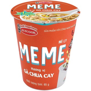 MÌ MEME GÀ CHUA CAY/ THỊT XÀO HÀNH PHI CỐC 65G
