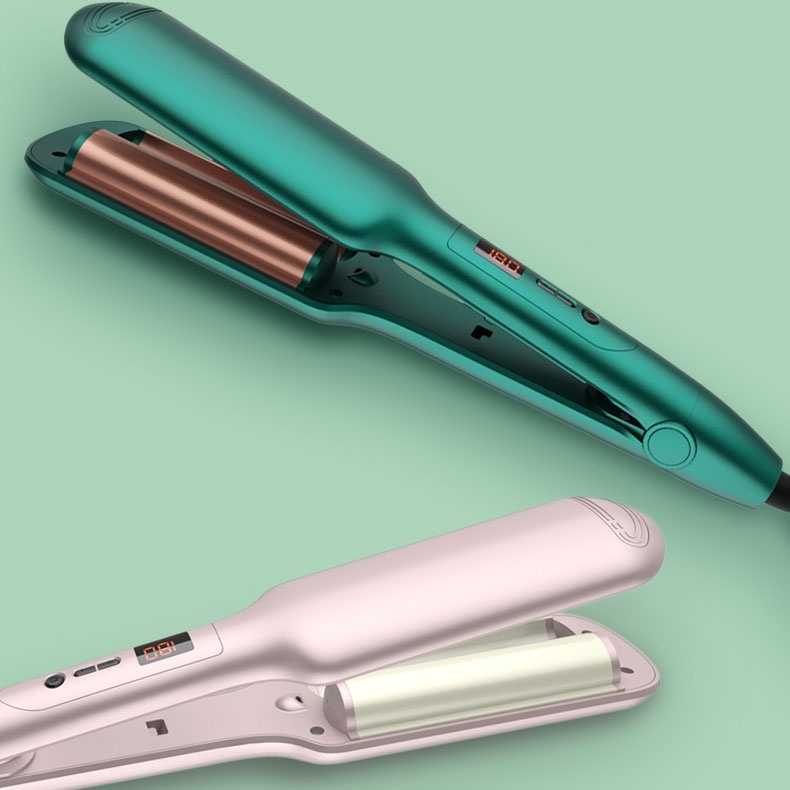 Máy làm tóc uốn xoăn sóng nước AKIO 2 trục màn LCD hiện nhiệt tùy chỉnh công nghệ gốm sứ bảo vệ tóc