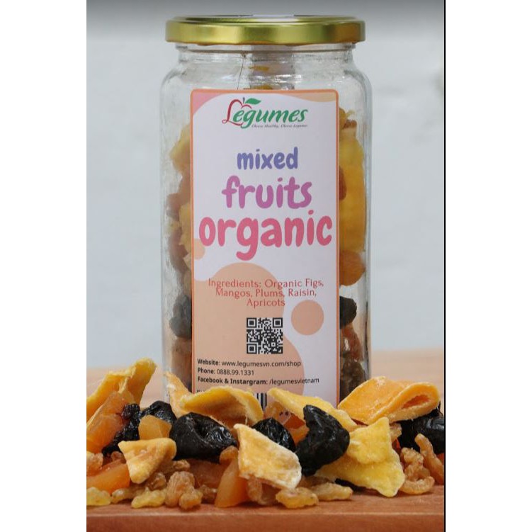 Hỗn hợp 5 loại Trái cây sấy Hữu cơ không đường Mix Fruits