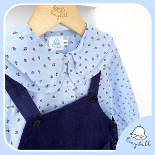 [Có sẵn] Áo hoa nhí xanh, cổ lá sen hai lớp- Lotus top