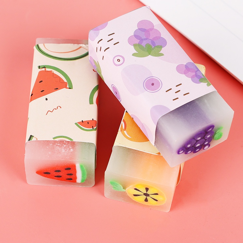 Set 2 Gôm Tẩy Hình Trái Cây Sáng Tạo Đa Năng Màu Sắc Ngẫu Nhiên Tiện Dụng