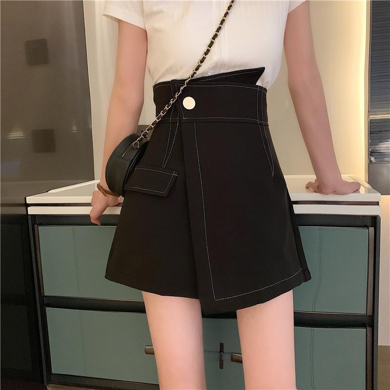 Quần Short Chữ A Lưng Cao Màu Đen Cho Nữ