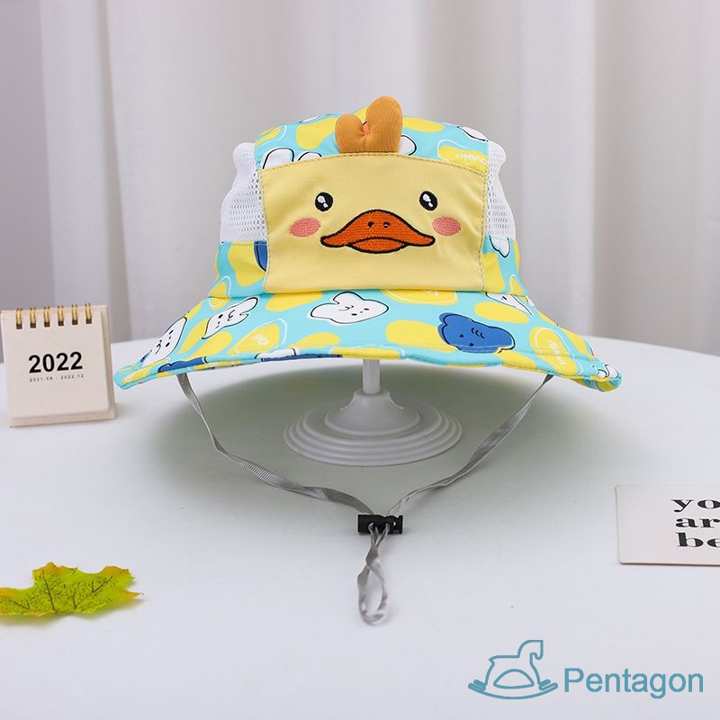 Mũ Tai Bèo Phối Lưới Thoáng Khí Họa Tiết Hoạt Hình Thời Trang Mùa Hè Cho Bé