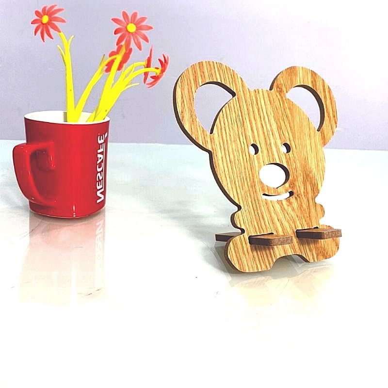 Kệ Điện Thoại Giá Đỡ Máy Tính Bảng Mini Bằng Gỗ Ép Hình Con Chuột Tiện Dụng Hình Dễ Thương 16.5cm x 15.6cm