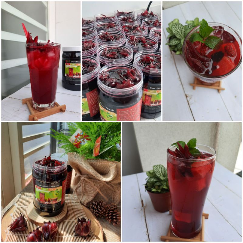 Siro kèm mứt hoa Atiso đỏ (Hibiscus/ lạc thần hoa/ hoa vô thường) Hủ 1.1kg - Ảnh thật