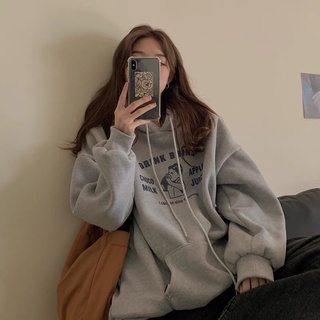 Áo hoodie nỉ form rộng, phong cách Hàn Quốc