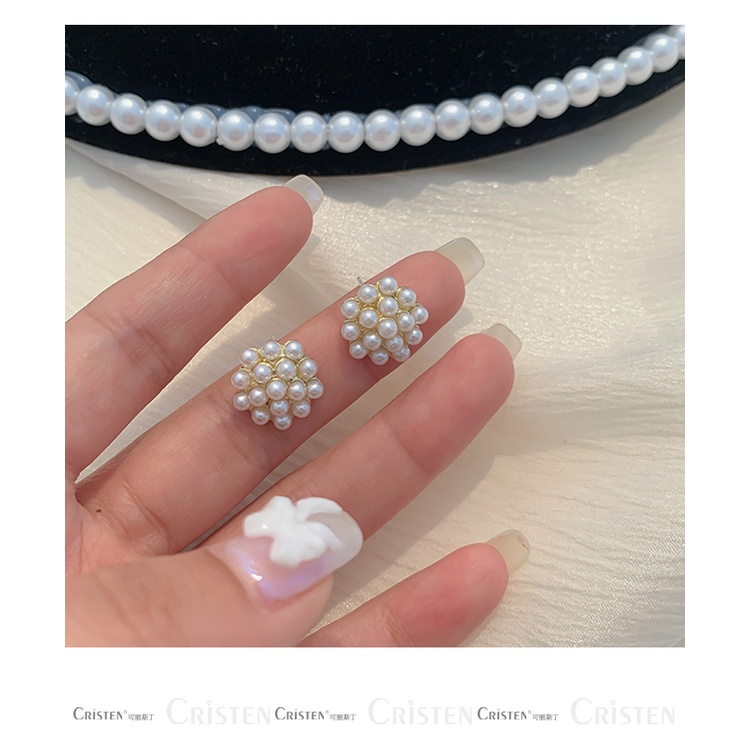 Bông tai chốt xỏ bạc 925 đính ngọc trai xinh xắn hợp thời trang