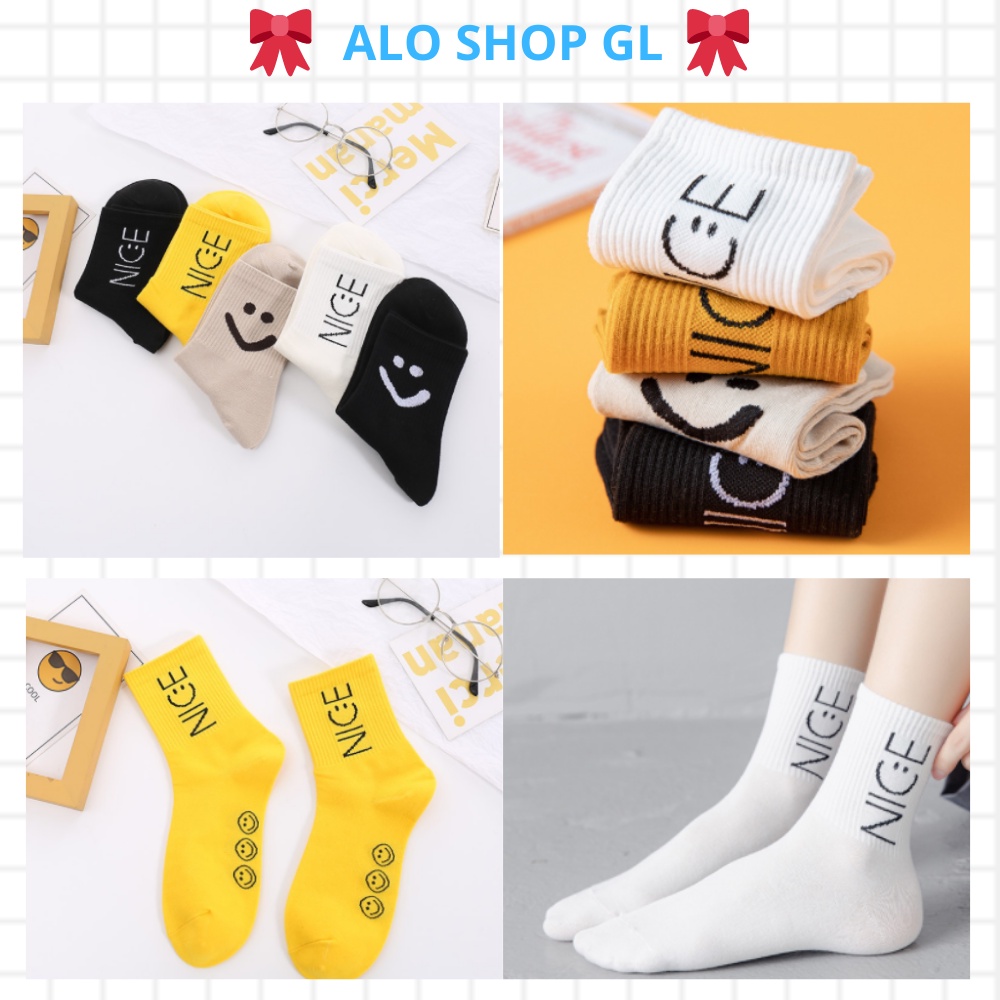 Tất Nữ Cổ Cao Vớ Nice Style Phong Cách Hàn Quốc Xinh Xắn Dễ Thương Màu Đen Trắng M3