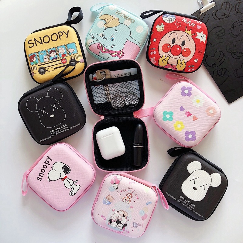 Hộp đựng sạc tai nghe cầm tay nhỏ hình hoạt hình dễ thương