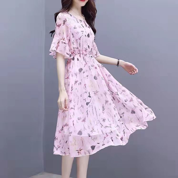 Đầm Lụa Mát Dáng Chữ a In Họa Tiết Hoa Thời Trang Xinh Xắn Cho Nữ