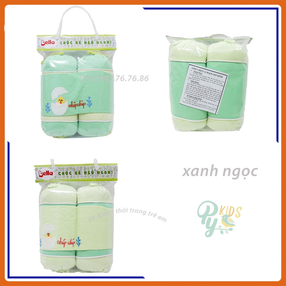 Gối chèn sơ sinh 2 bên / gối vỏ đậu xanh Bella 100% hút ẩm tốt an toàn cho bé sơ sinh