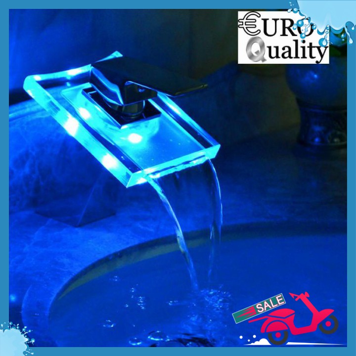 🆕 Vòi lavabo đổi màu theo nhiệt độ thác nước kính cường lực Euro Quality