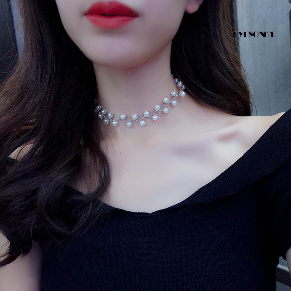 Vòng Đeo Cổ Choker Đính Ngọc Trai Giả Thời Trang Cho Nữ