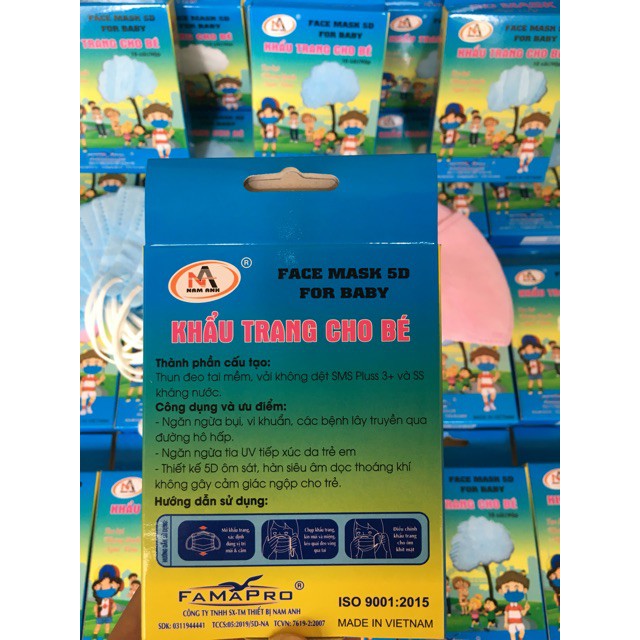 Khẩu trang cho bé 5d mask kid kháng khuẩn , khẩu trang trẻ em ngăn ngừa bụi mịn , hoá chất độc hại