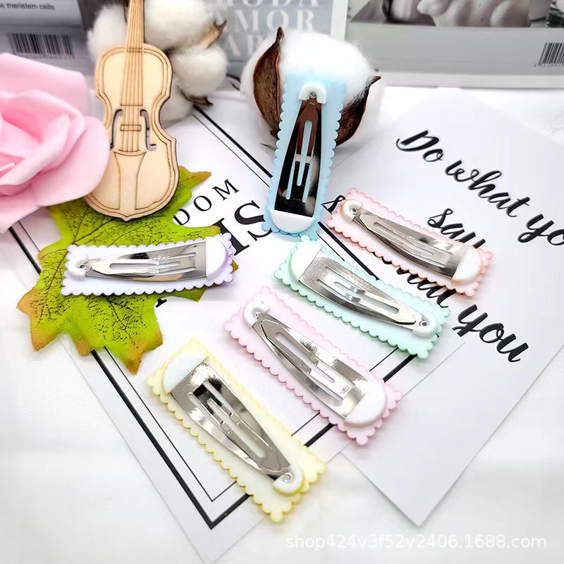 Cặp tóc nữ Hàn Quốc, kẹp tách bản chữ nhật viền lượn sóng, cặp tóc với 5 màu sắc cực xinh, kích thước 5.5*2cm