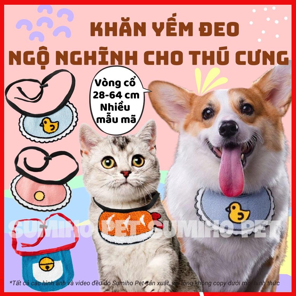 Khăn yếm ngộ nghĩnh cho chó mèo (nhiều mẫu) vòng cổ 28-64cm