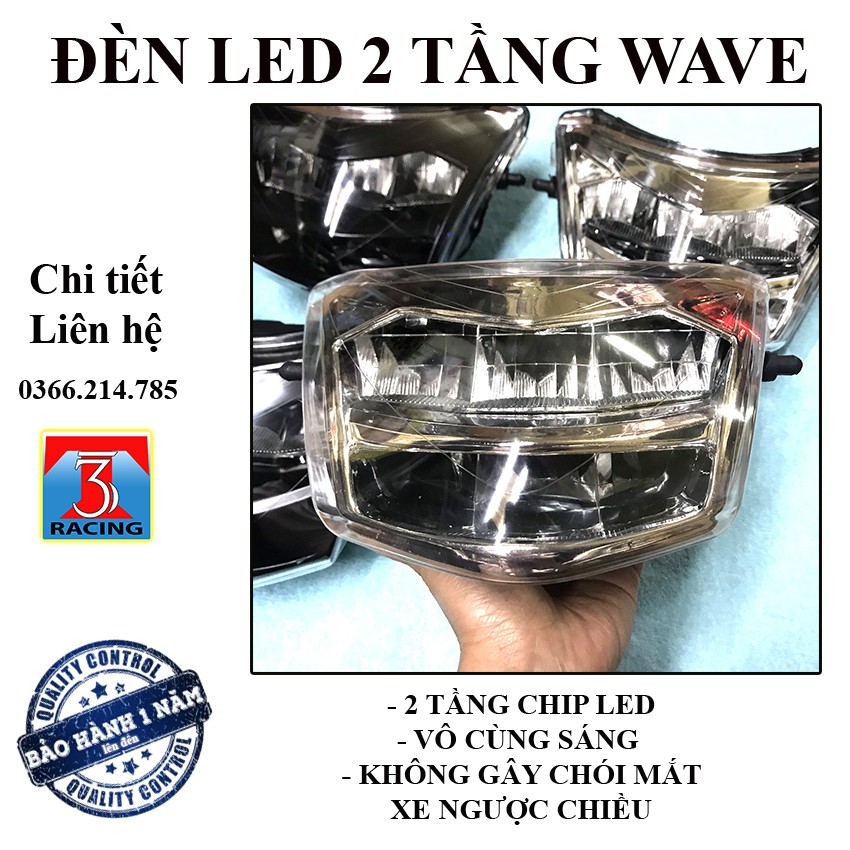 ĐÈN PHA LED 2 TẦNG WAVE A WAVE S WAVE RS WAVE RSX ZHIPAT 1:1 - ĐẸP VÀ SÁNG - LỖI 1 ĐỔI 1 - 3T RACING