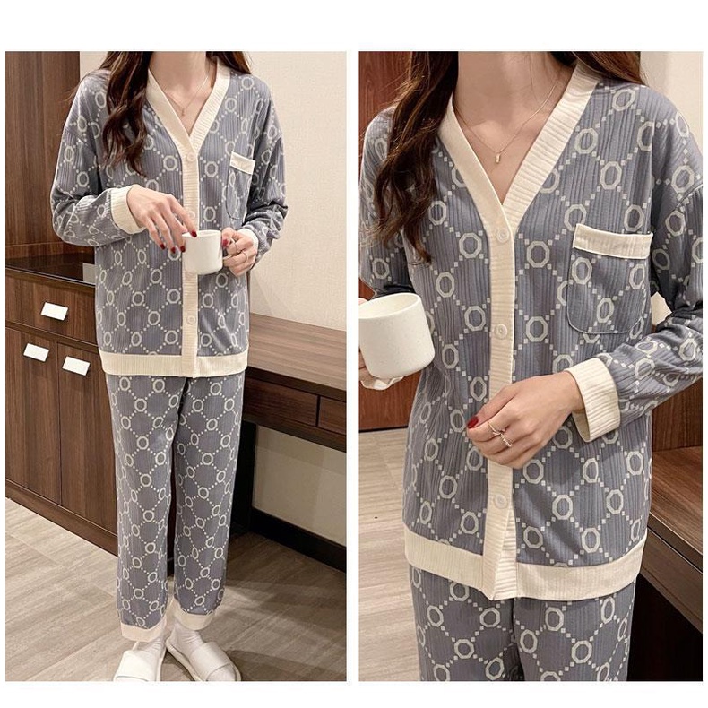 Đồ ngủ nữ pijama,đồ mặc nhà dài tay thu đông cao cấp chất vải len tăm mềm mại thấm hút mồ hôi có bigsize
