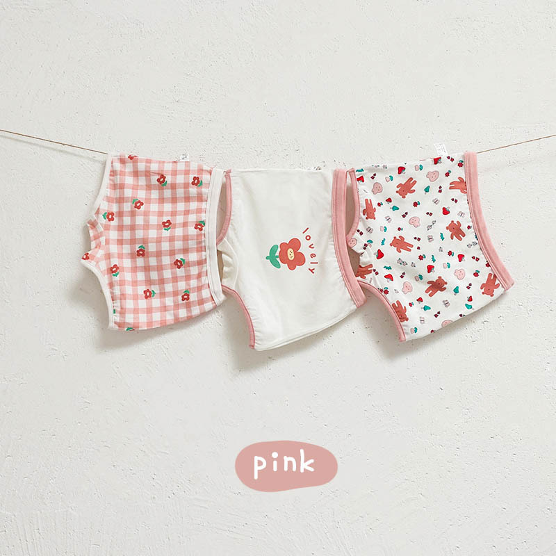 Set 3 Quần Lót Cotton Mềm Mại Thoáng Khí Thoải Mái Cho Bé Gái