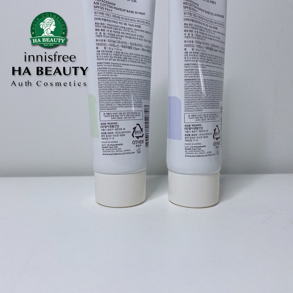 Kem lót trang điểm The Face Shop dưỡng da chống nắng Air Cotton Make Up Base 35g SPF30 PA++