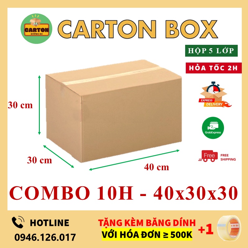 [SỈ/LẺ] (40x30x30) (5 lớp) COMBO 10 Hộp Carton Giá Rẻ, Thùng Carton Đóng Hàng chỉ từ 599đ/h