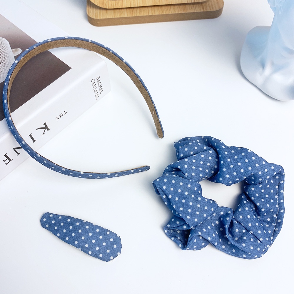 Sét 3 sản phẩm cài tóc blue girl (kẹp, dây, bờm) dễ thương