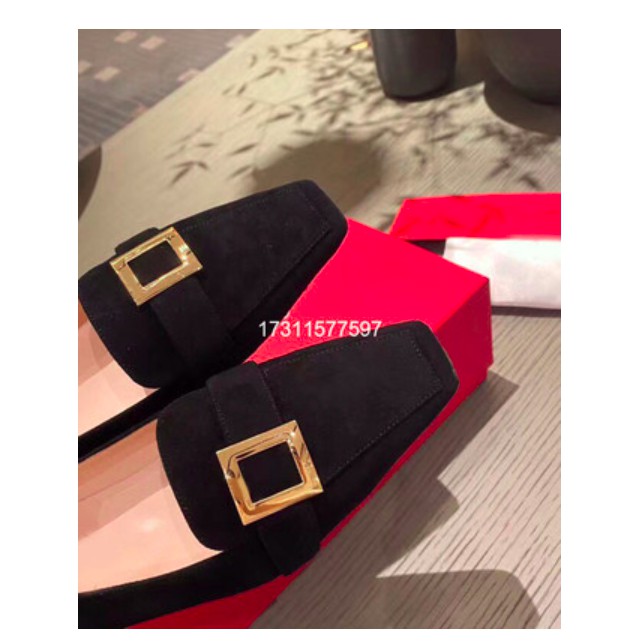 Giày da lộn mũi vuông khóa kim loại đế thấp cao cấp sang chảnh phong cách châu âu trẻ trung. Hàng quảng châu GCC1022 | BigBuy360 - bigbuy360.vn