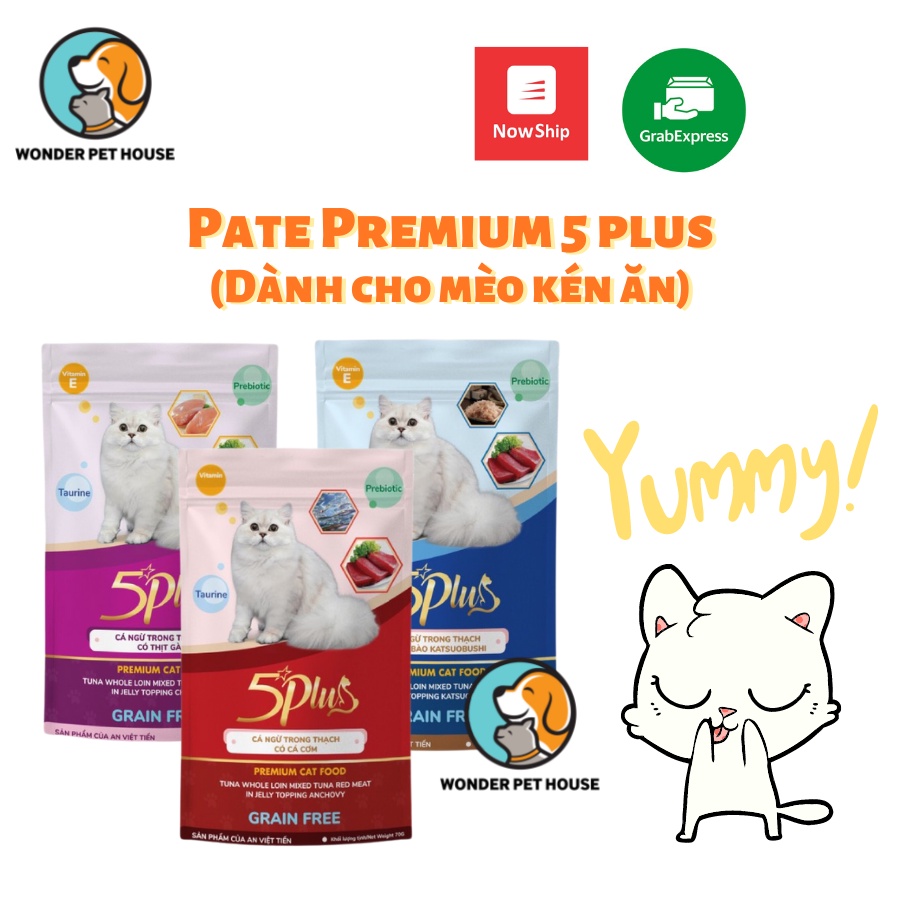 Pate 5PLUS Premium Happy cho mèo gói 70g thơm ngon, thức Ăn Cho Mèo 5 Plus Hàn Quốc