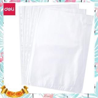 Tấm bảo vệ 11 lỗ A4 Deli, 0.035mm, trong suốt - 100 cái/túi - E5712