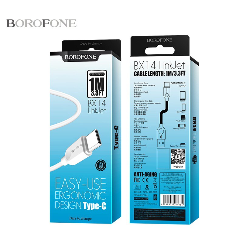 Cáp sạc Borofone BX14 Lightning ✓ Chính Hãng - Cáp Iphone