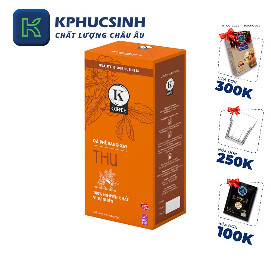 Cà phê rang xay xuất khẩu Thu 454g/hộp KPHUCSINH - Hàng Chính Hãng