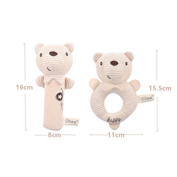 Thú Nhồi Bông Lục Lạc Cho Bé Sơ Sinh Gbee, Đồ Chơi Treo Xe Đẩy