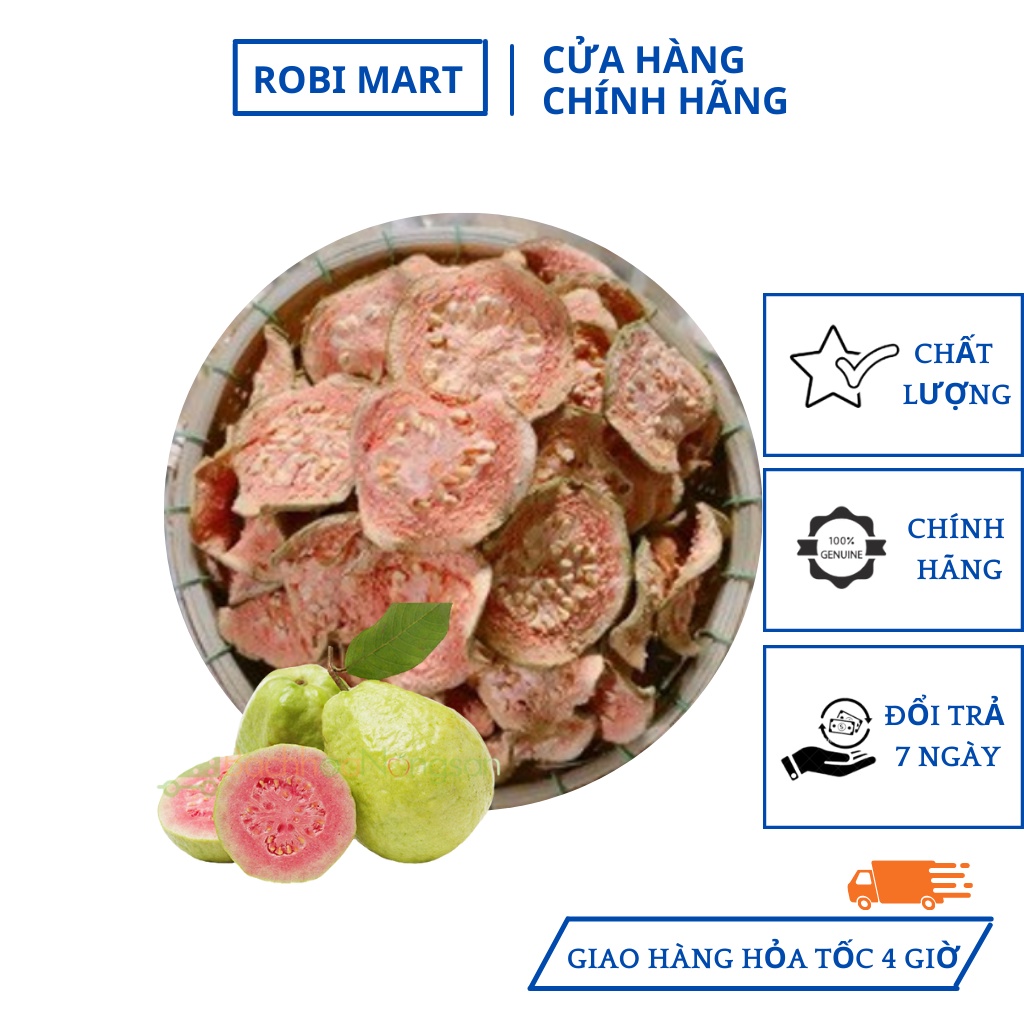 Ổi ruột đỏ thái lát sấy lạnh Robi Mart gói 200g - Lát đẹp hàng chính hãng