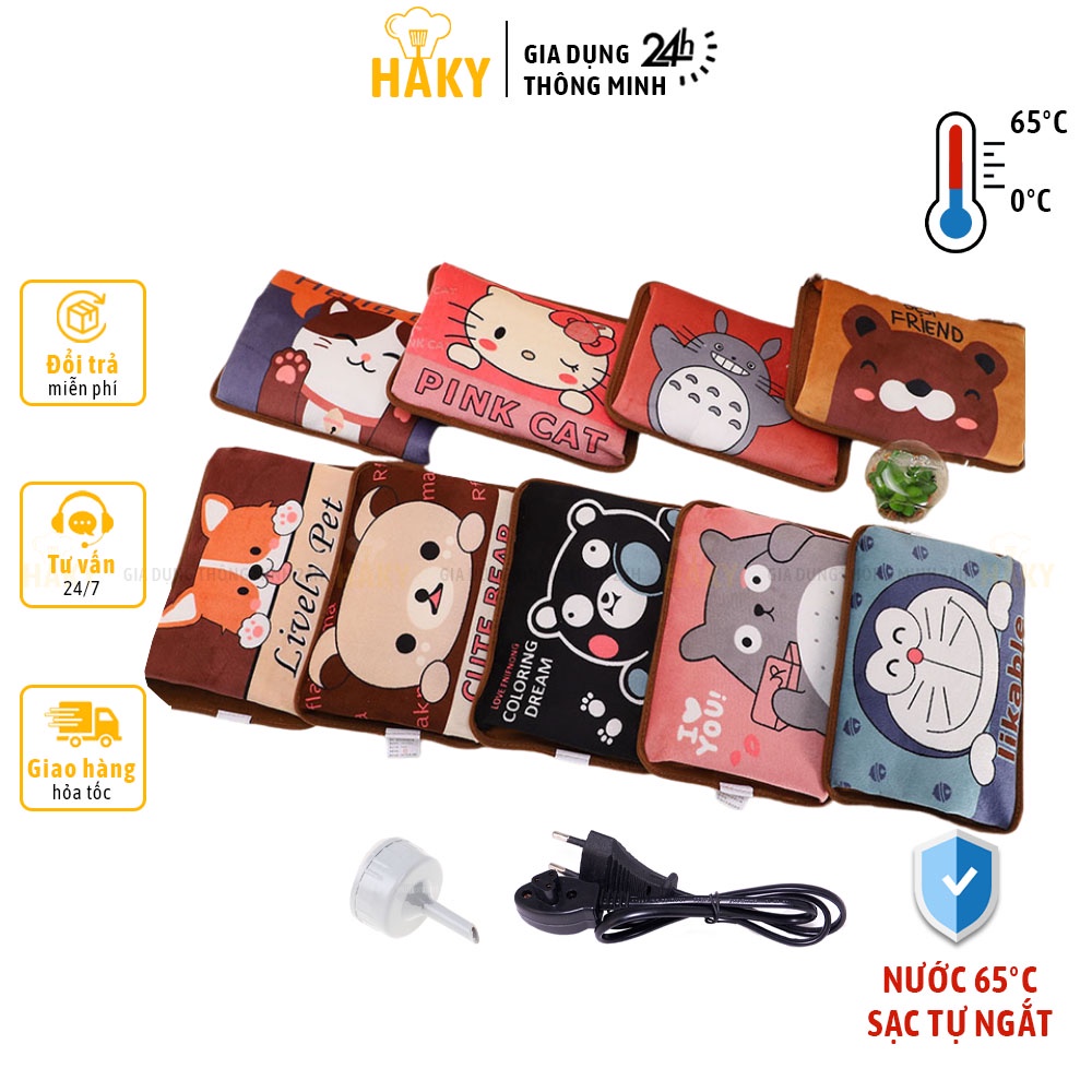 Túi Chườm Nóng Sạc Điện Tự Ngắt Hình Dễ Thương Haky012, Túi Sưởi Nóng Lạnh Giảm Ê Buốt, Đau Nhức Chân Tay, Đau Bụng Kinh