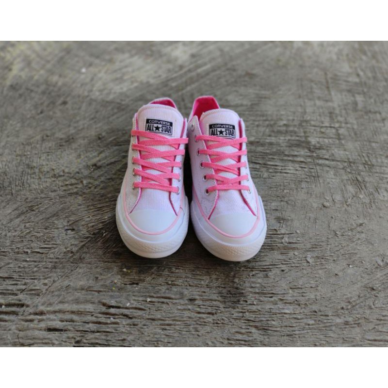 Giày Thể Thao Converse All Star Ox Cổ Thấp Màu Trắng Hồng Cổ Điển