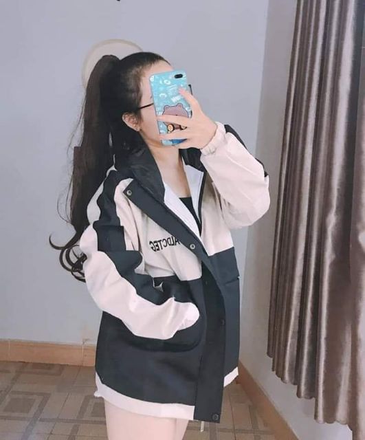 Áo khoác kaki form rộng phối màu chữ Spaldcteg, HÌNH THẬT TREO TƯỜNG - KA33 - MUA NGAY